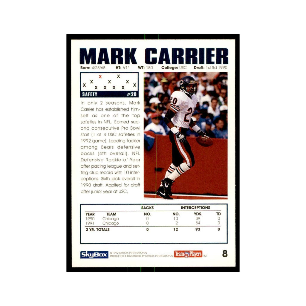 1992 SkyBox Mark Carrier Football Cards #8