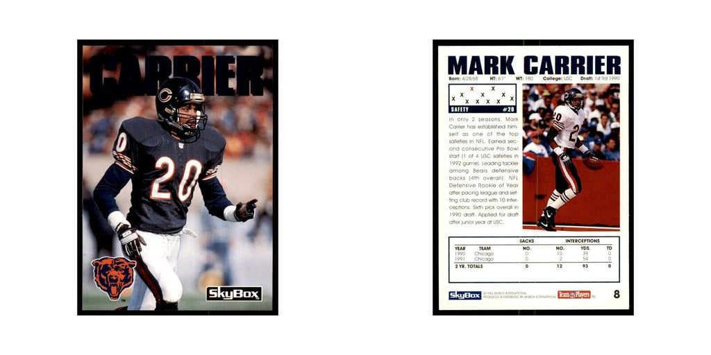1992 SkyBox Mark Carrier Football Cards #8
