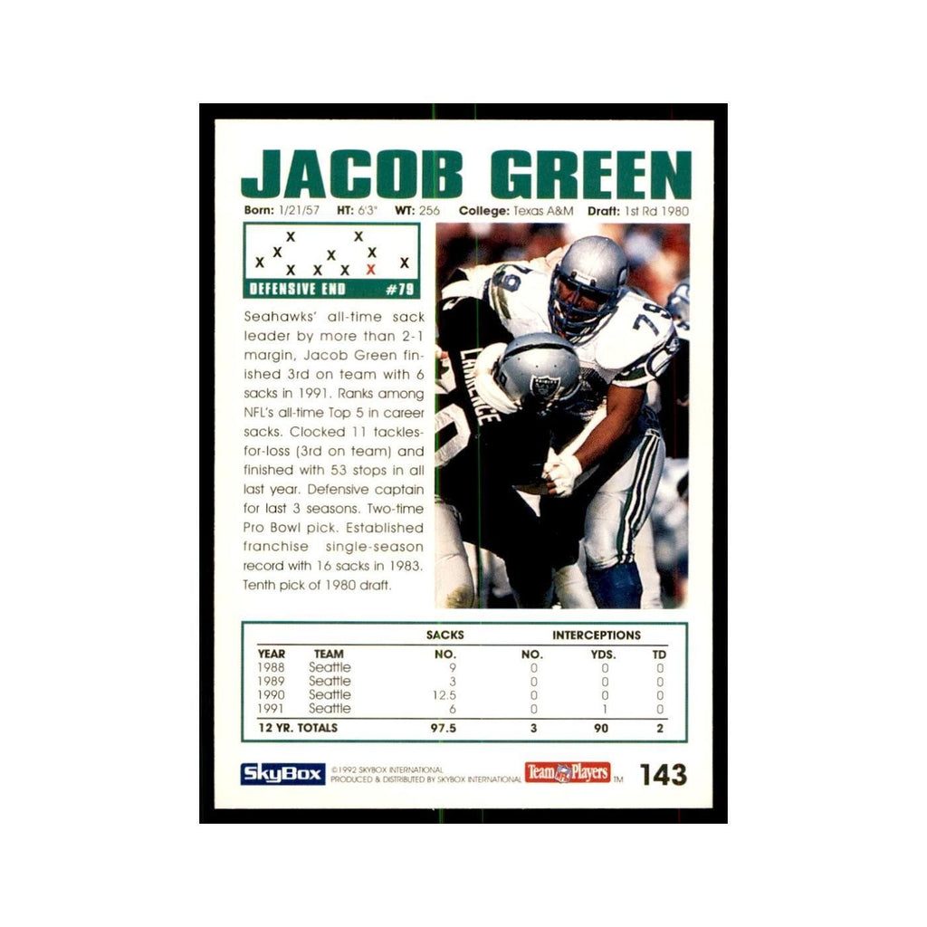 1992 SkyBox Jacob Green Football Cards #143