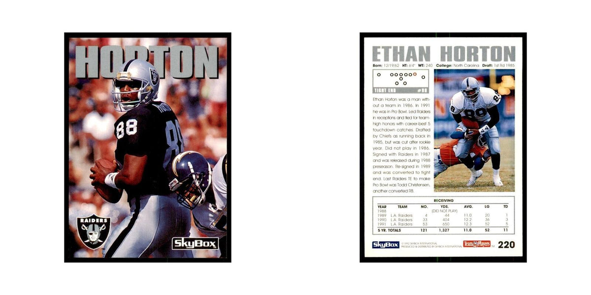 1992 SkyBox Ethan Horton Football Cards #220