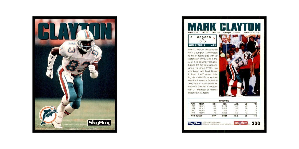 1992 SkyBox Mark Clayton Football Cards #230