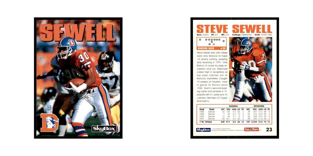 1992 SkyBox Steve Sewell Football Cards #23