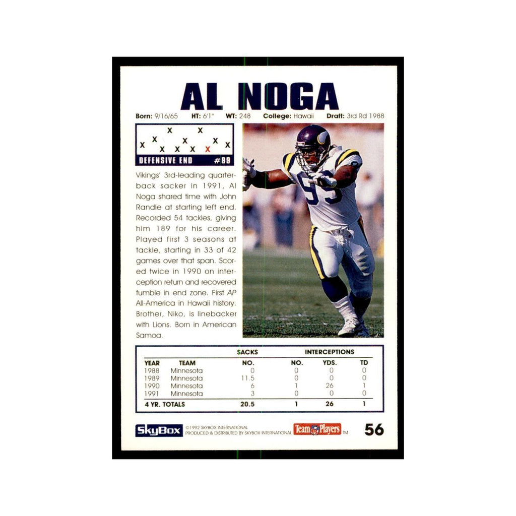 1992 SkyBox Al Noga Football Cards #56
