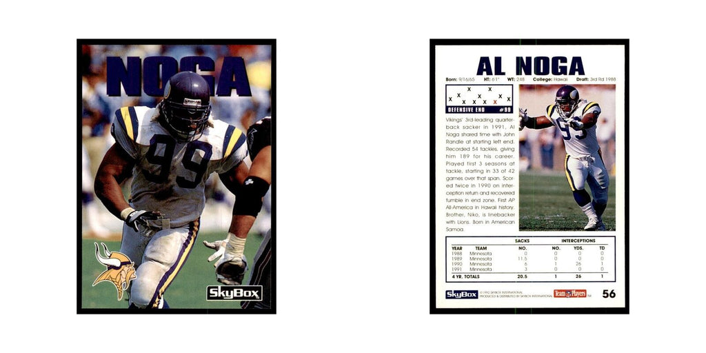 1992 SkyBox Al Noga Football Cards #56