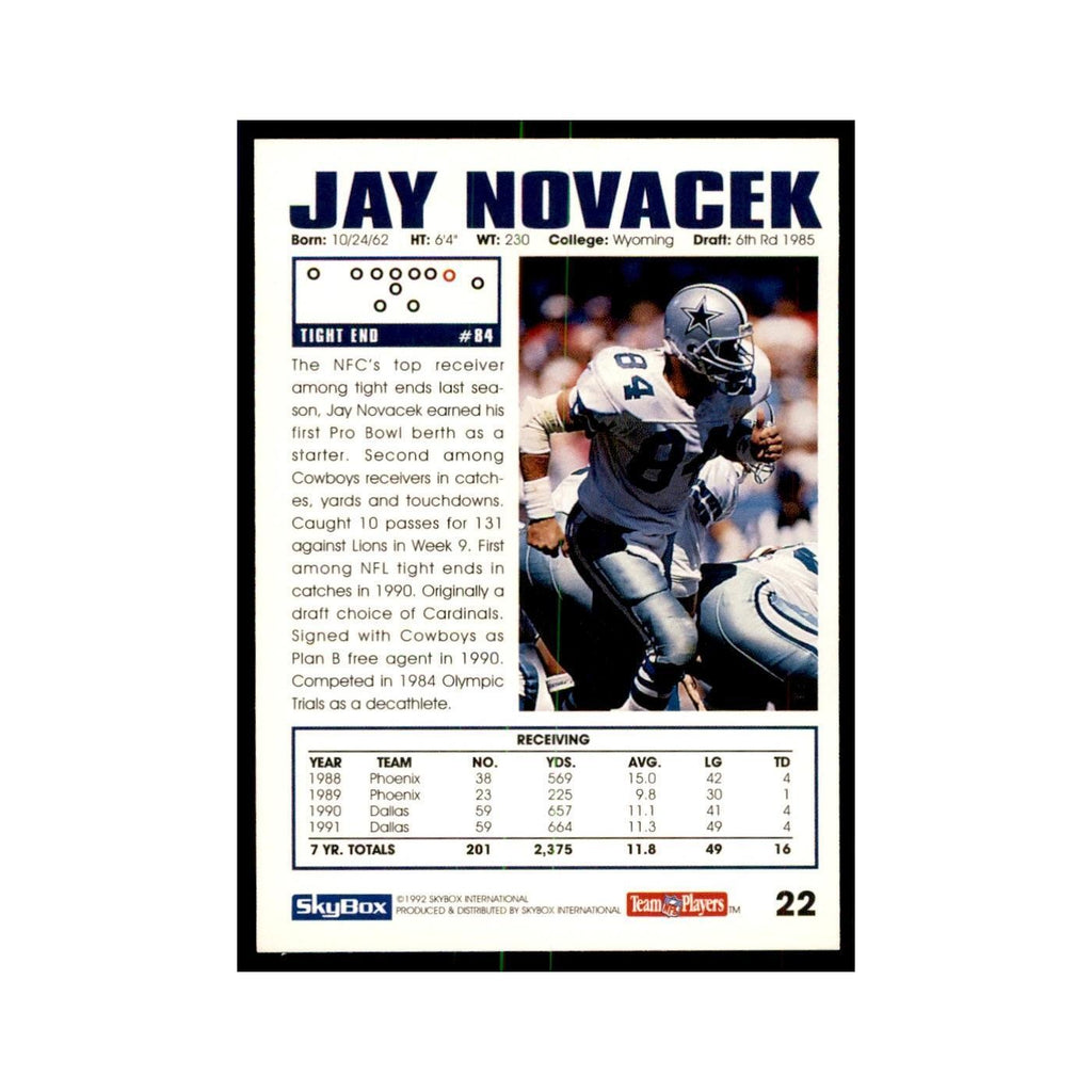 1992 SkyBox Jay Novacek Football Cards #22