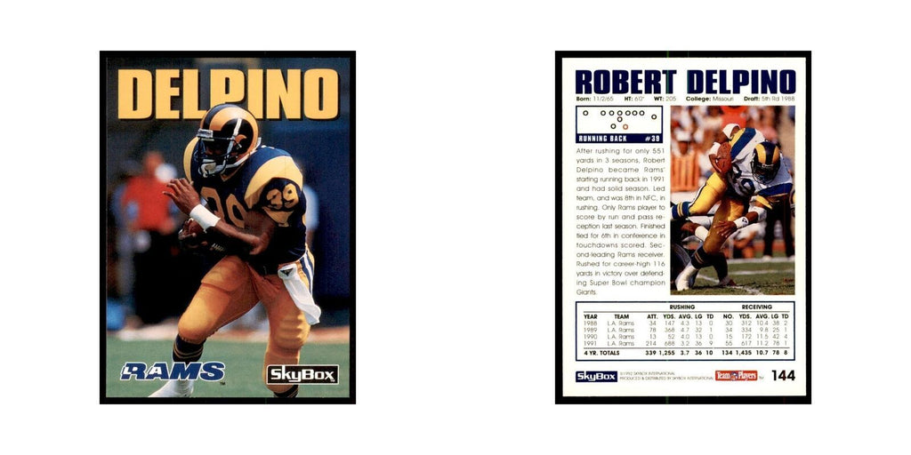 1992 SkyBox Robert Delpino Football Cards #144
