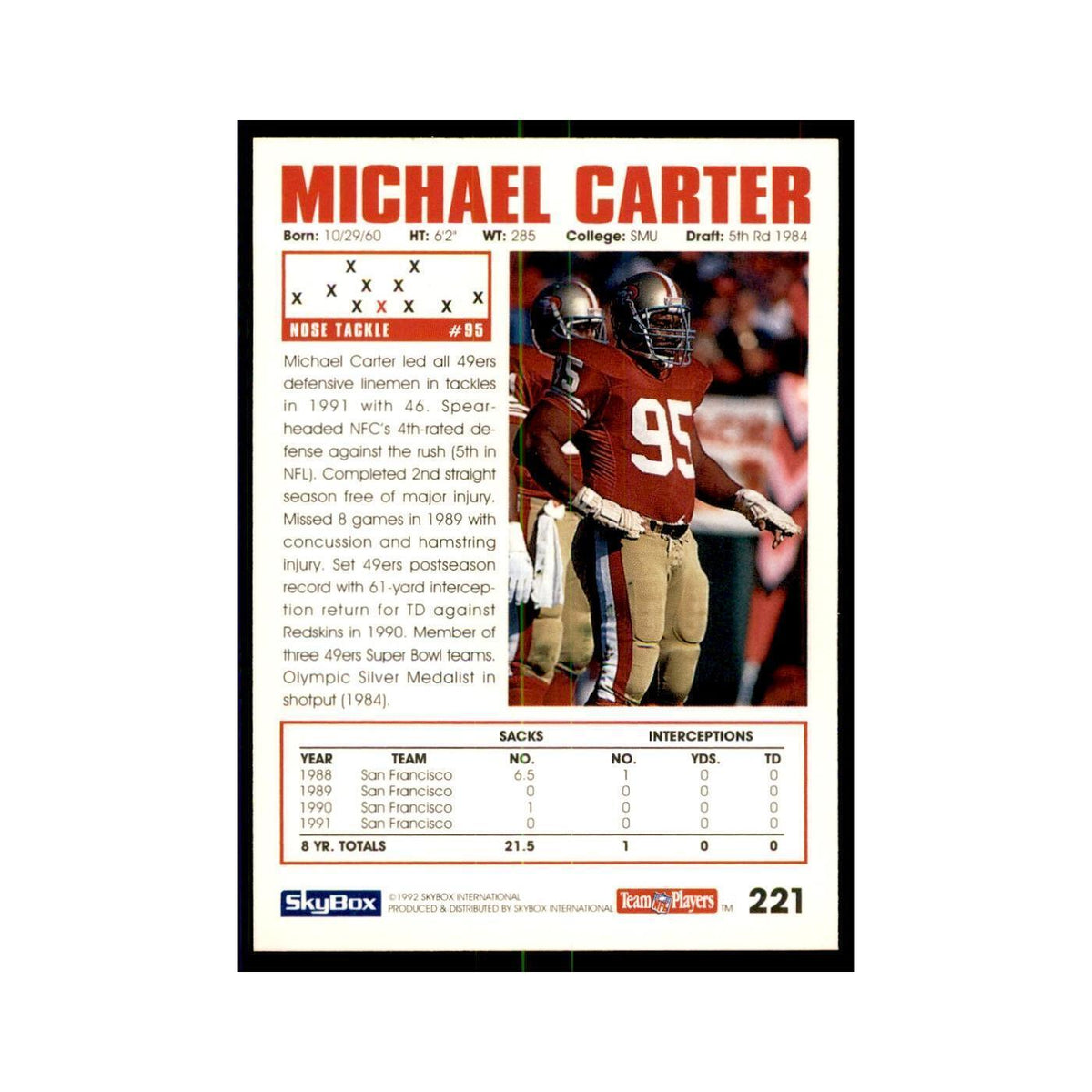 1992 SkyBox Michael Carter Football Cards #221