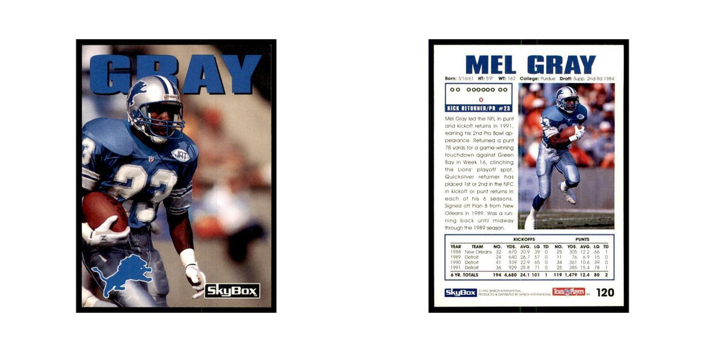 1992 SkyBox Mel Gray Football Cards #120