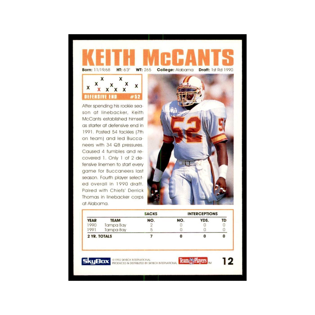 1992 SkyBox Keith McCants Football Cards #12