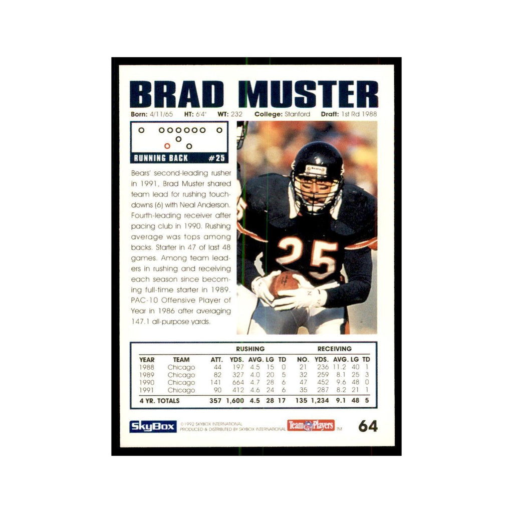 1992 SkyBox Brad Muster Football Cards #64