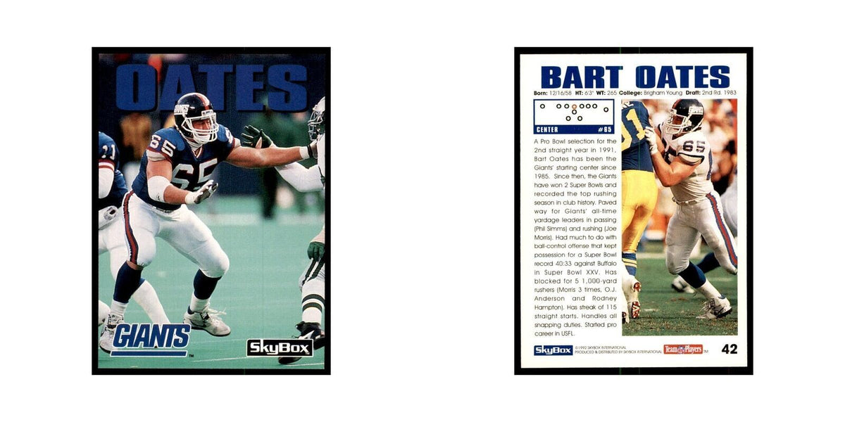 1992 SkyBox Bart Oates Football Cards #42