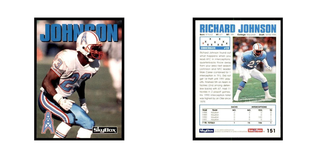1992 SkyBox Richard Johnson Football Cards #151