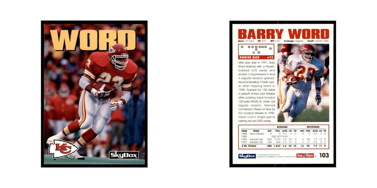 1992 SkyBox Barry Word Football Cards #103