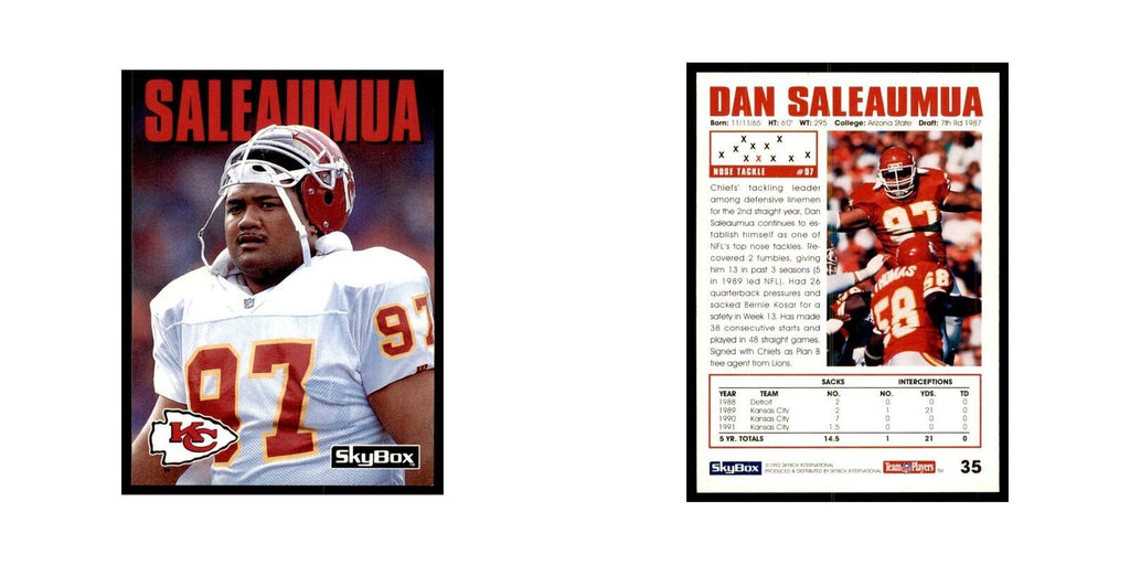 1992 SkyBox Dan Saleaumua Football Cards #35