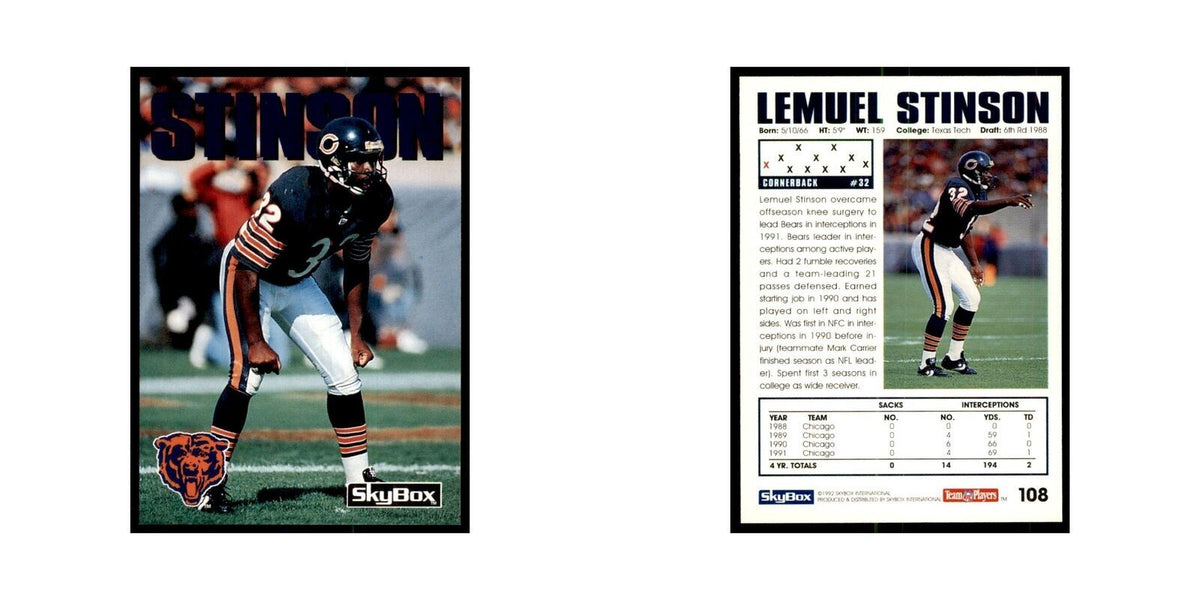 1992 SkyBox Lemuel Stinson Football Cards #108