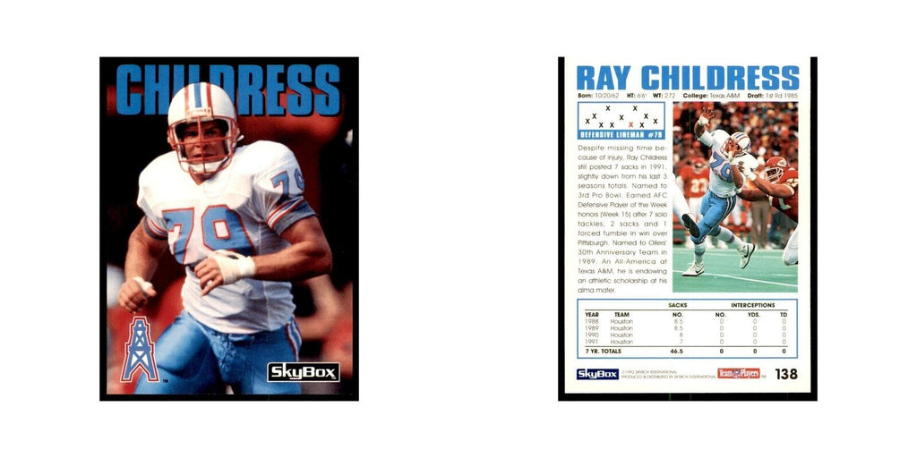 1992 SkyBox Ray Childress Football Cards #138