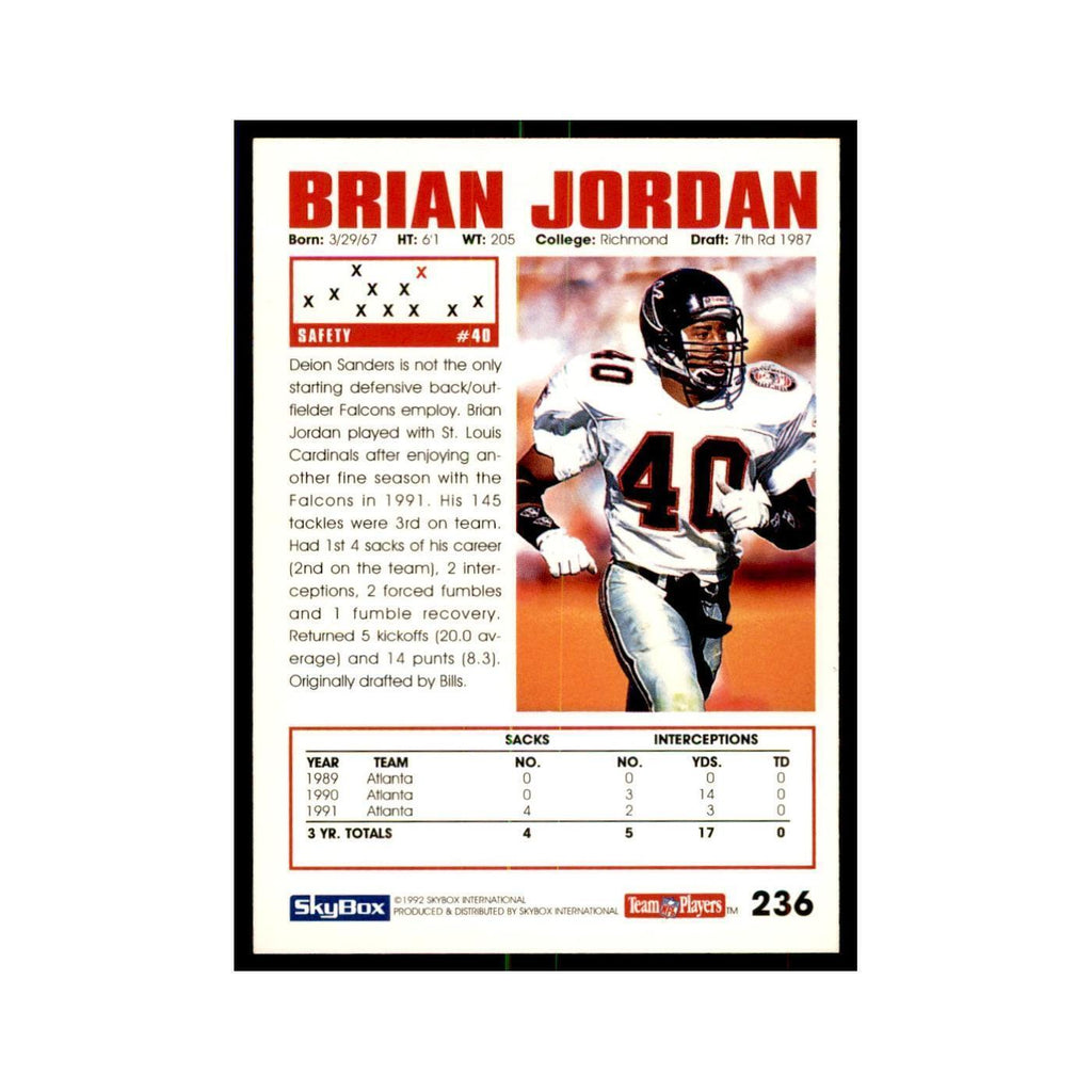1992 SkyBox Brian Jordan Football Cards #236