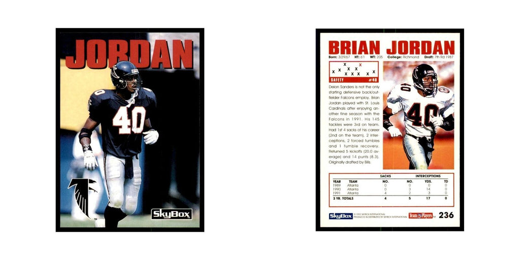 1992 SkyBox Brian Jordan Football Cards #236