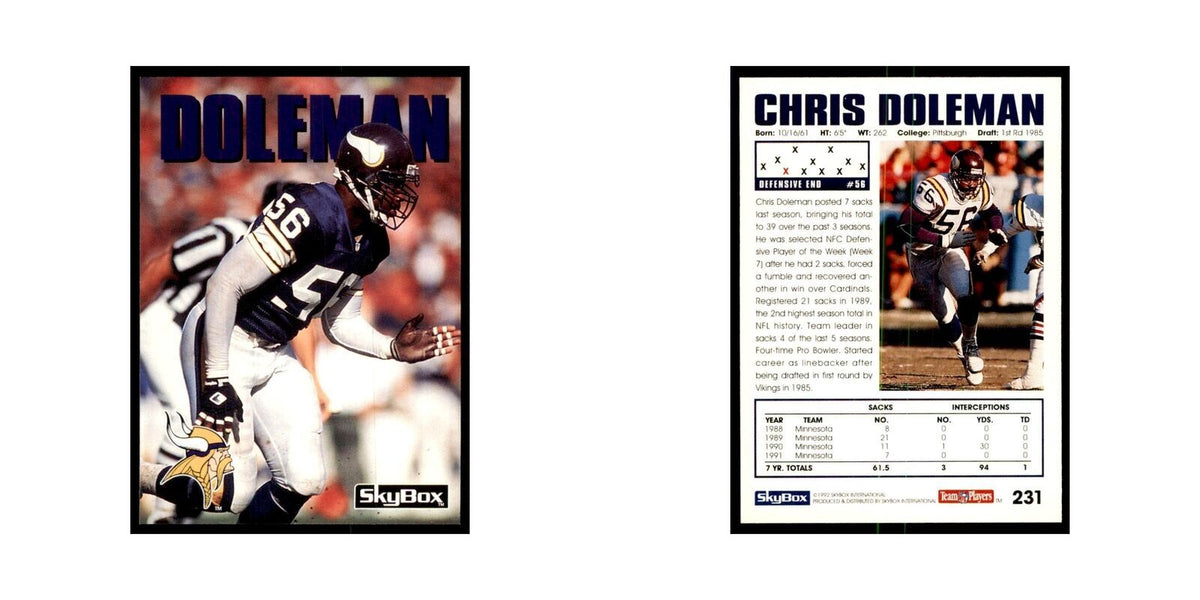 1992 SkyBox Chris Doleman Football Cards #231