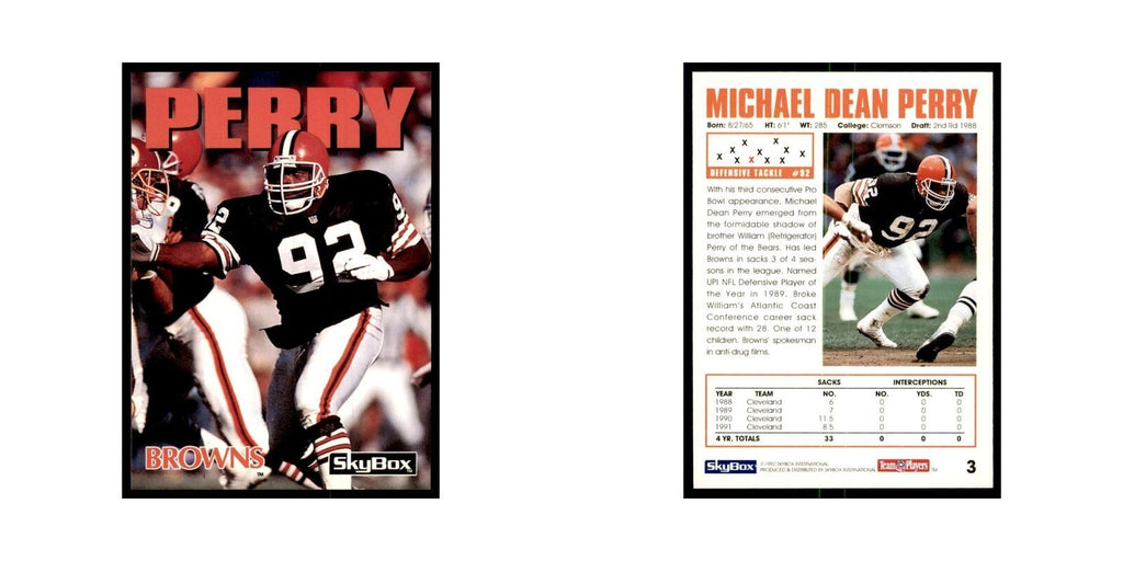 1992 SkyBox Michael Dean Perry Football Cards #3
