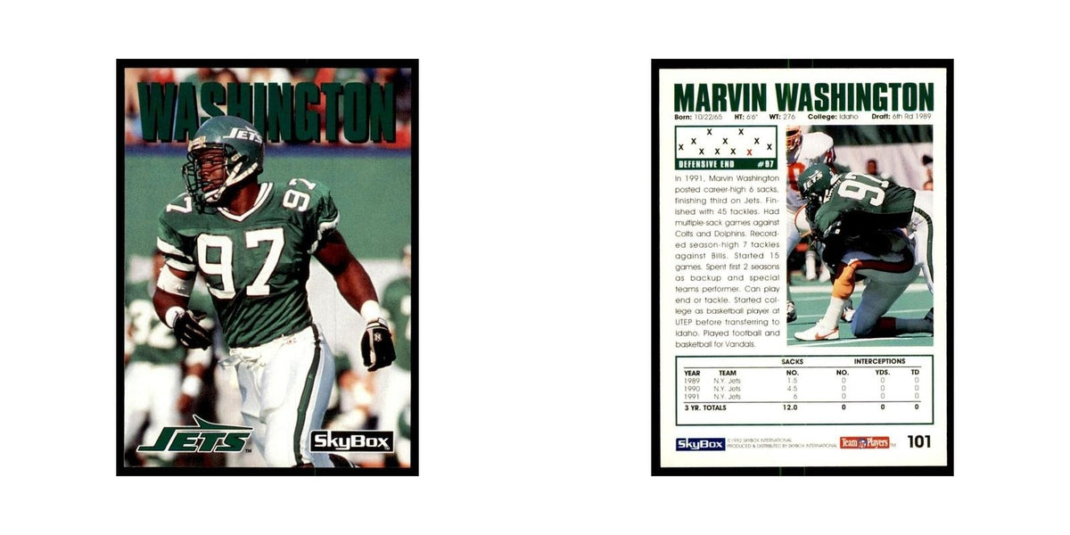 1992 SkyBox Marvin Washington Football Cards #101