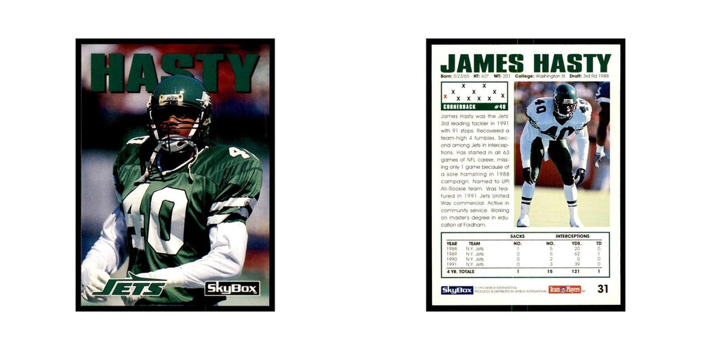 1992 SkyBox James Hasty Football Cards #31