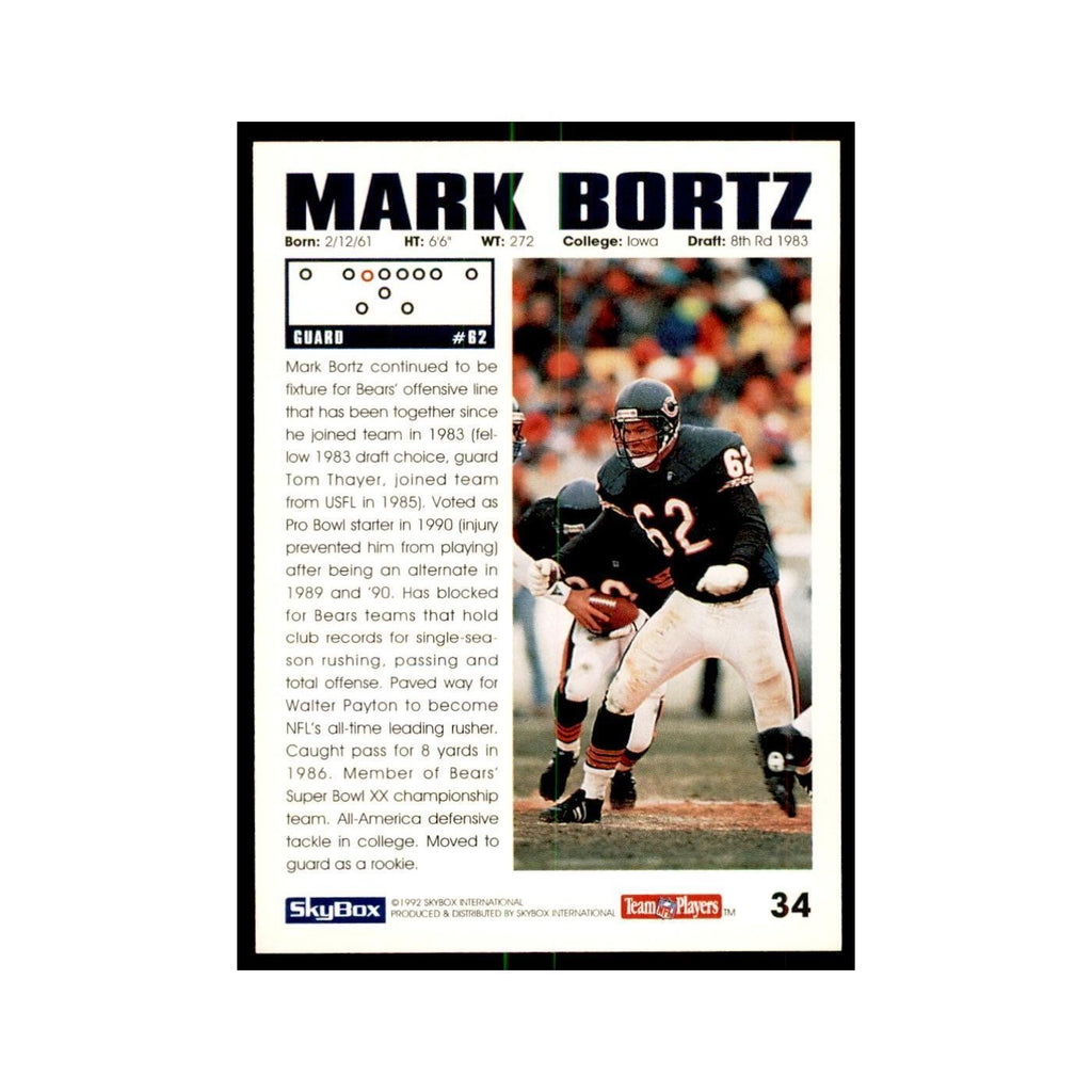1992 SkyBox Mark Bortz Football Cards #34