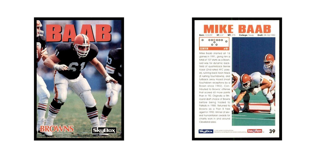 1992 SkyBox Mike Baab Football Cards #39