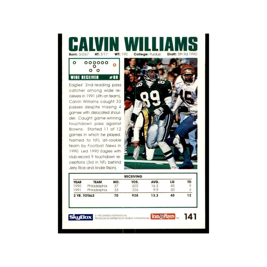 1992 SkyBox Calvin Williams Football Cards #141