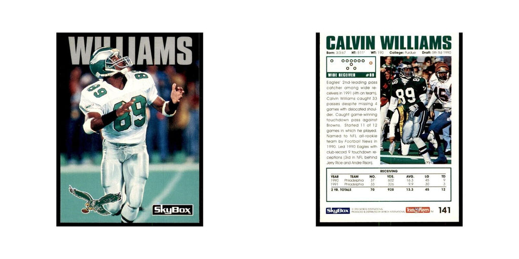 1992 SkyBox Calvin Williams Football Cards #141