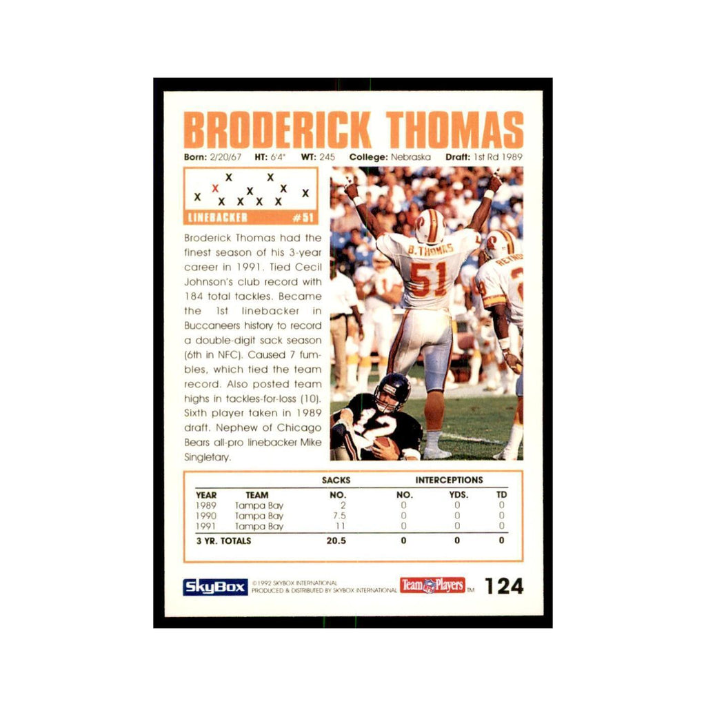 1992 SkyBox Broderick Thomas Football Cards #124