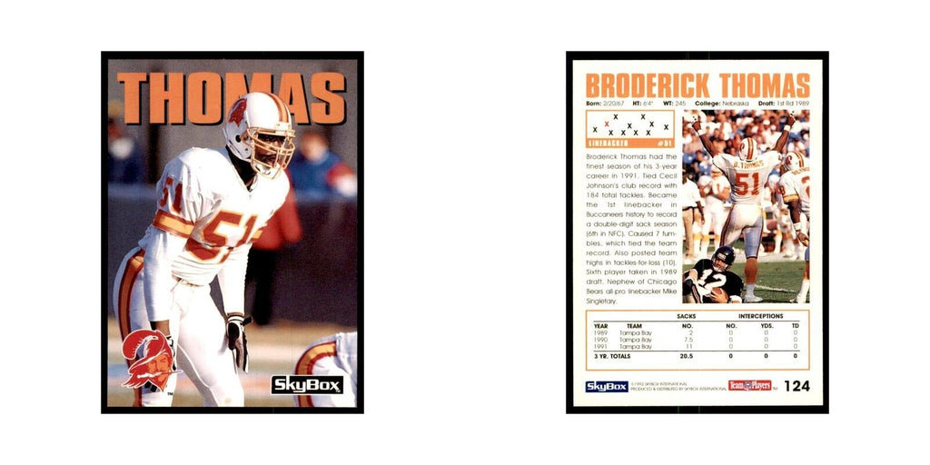 1992 SkyBox Broderick Thomas Football Cards #124