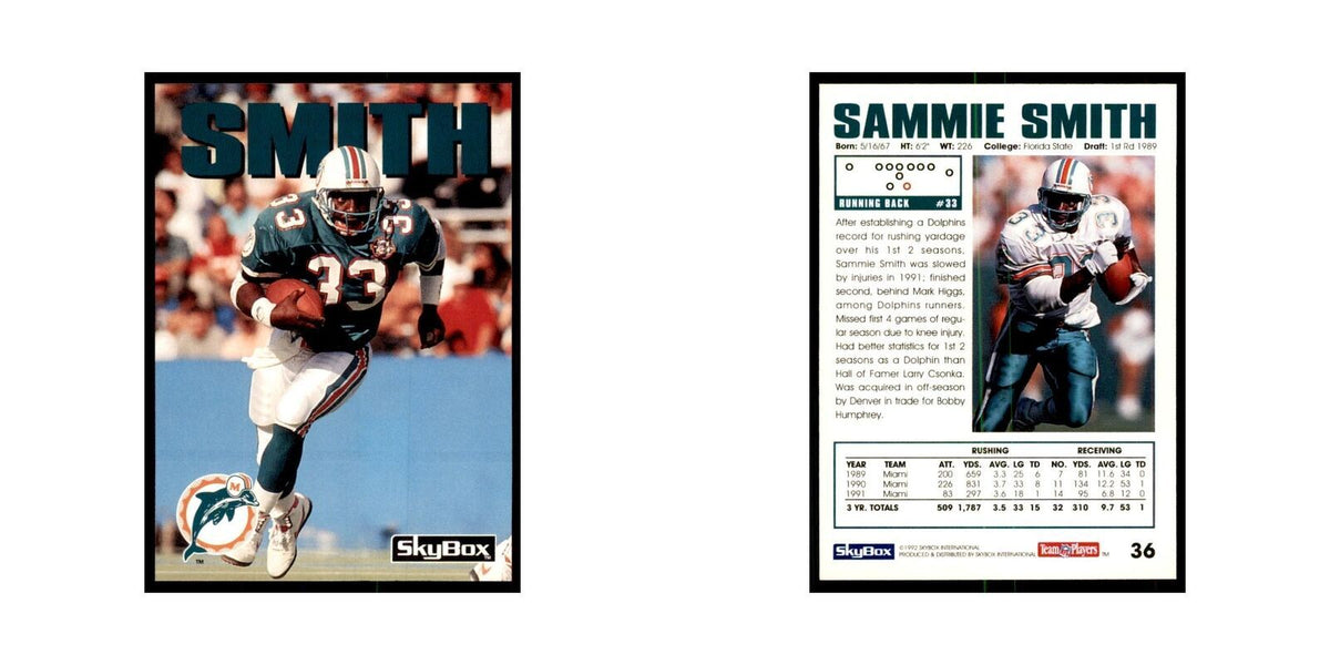 1992 SkyBox Sammie Smith Football Cards #36