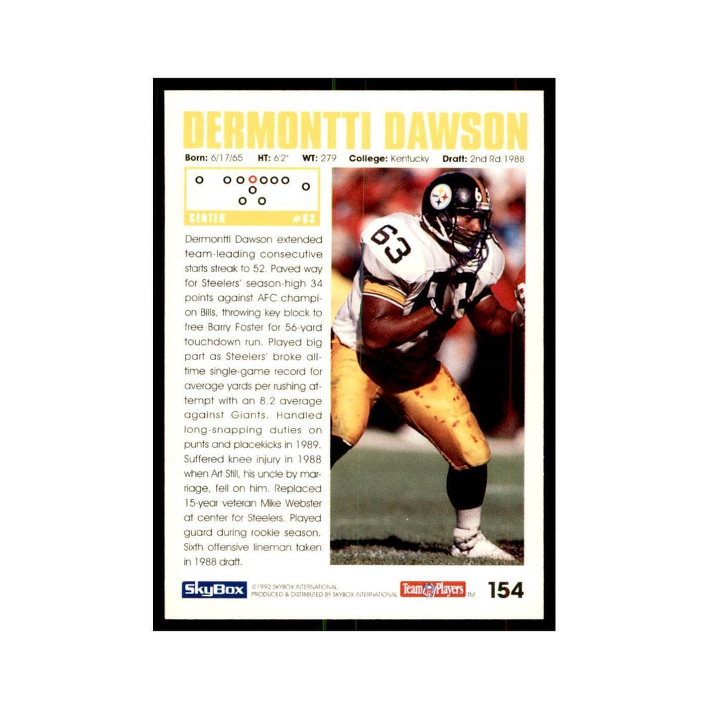 1992 SkyBox Dermontti Dawson Football Cards #154