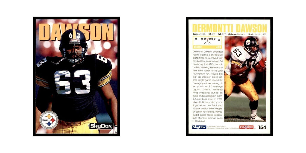 1992 SkyBox Dermontti Dawson Football Cards #154