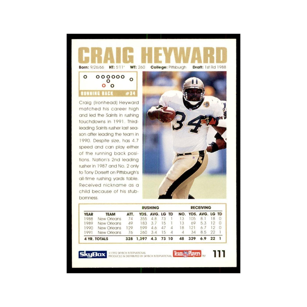1992 SkyBox Craig Heyward Football Cards #111