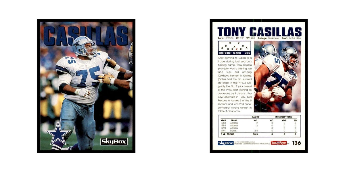 1992 SkyBox Tony Casillas Football Cards #136
