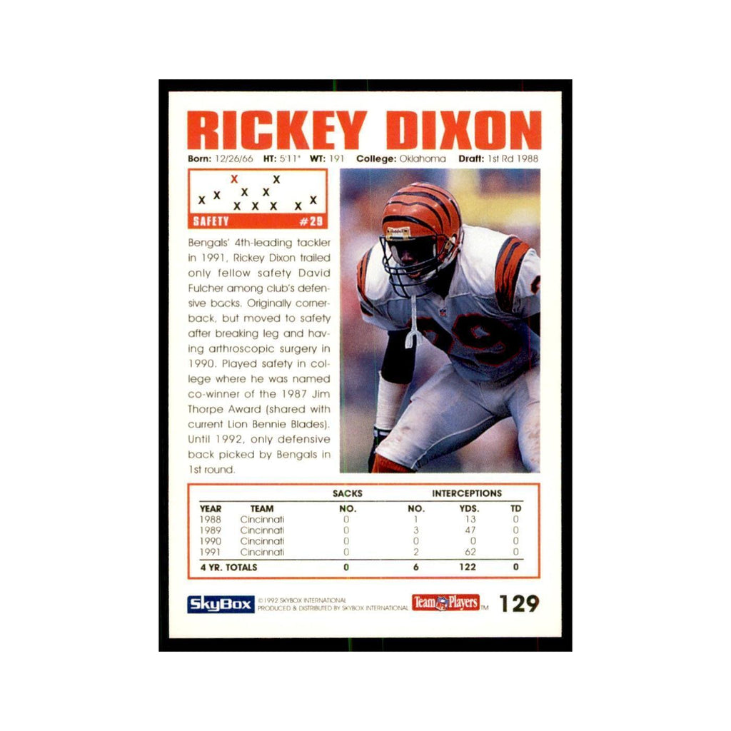 1992 SkyBox Rickey Dixon Football Cards #129