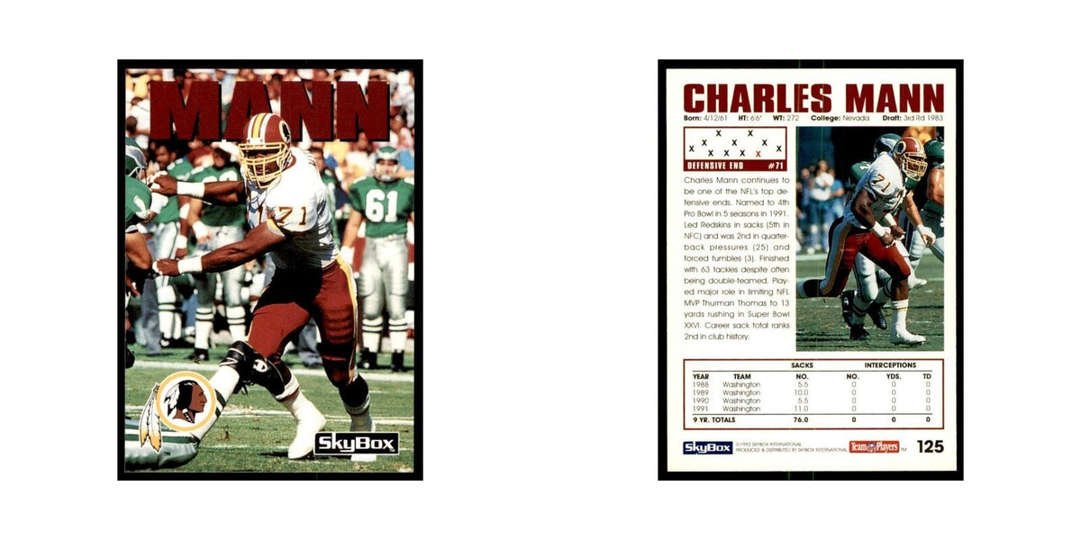 1992 SkyBox Charles Mann Football Cards #125