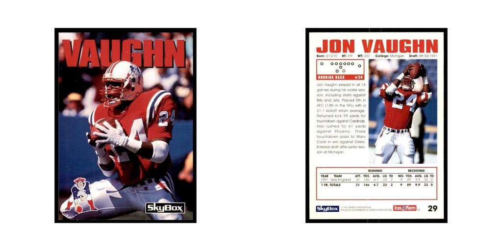 1992 SkyBox Jon Vaughn Football Cards #29