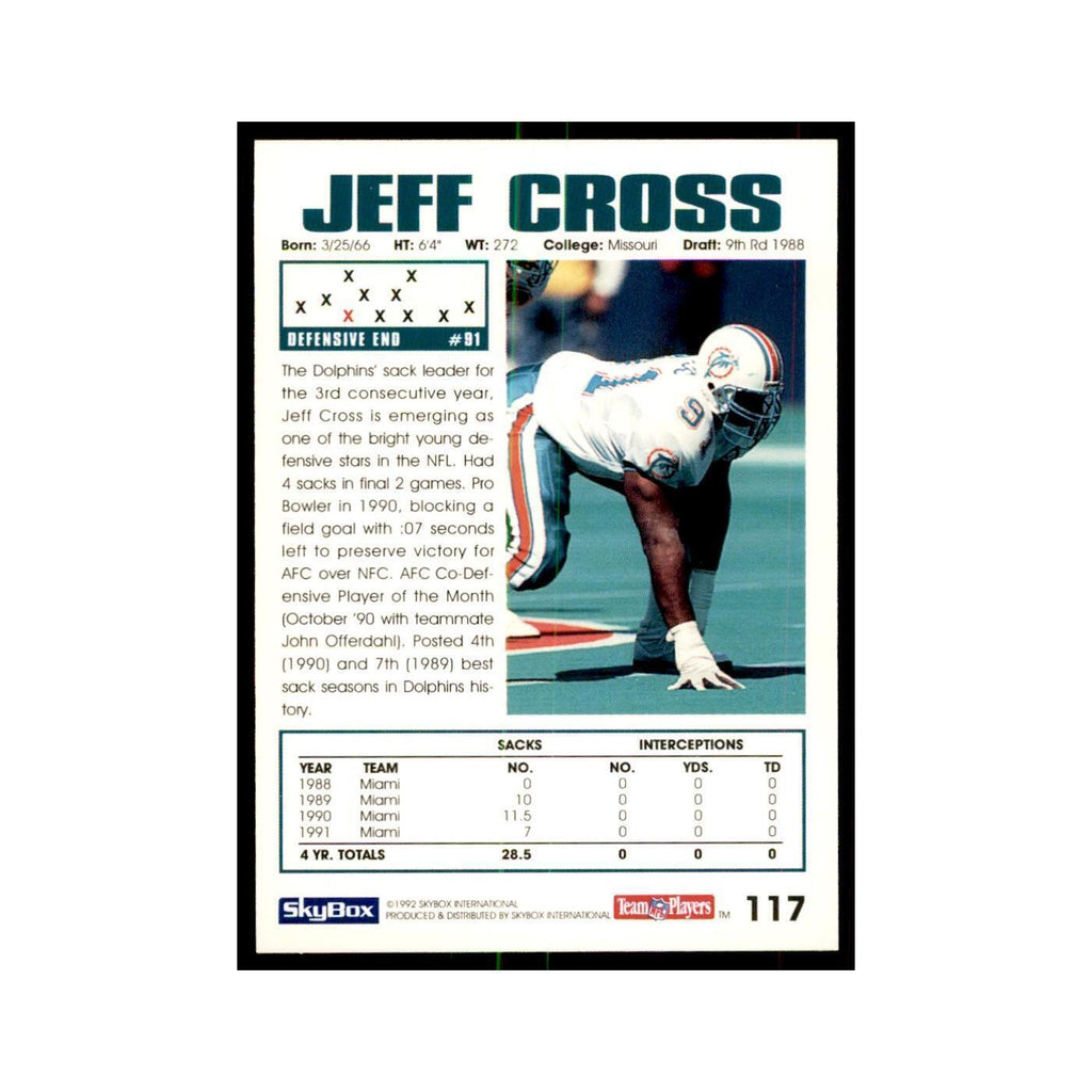 1992 SkyBox Jeff Cross Football Cards #117