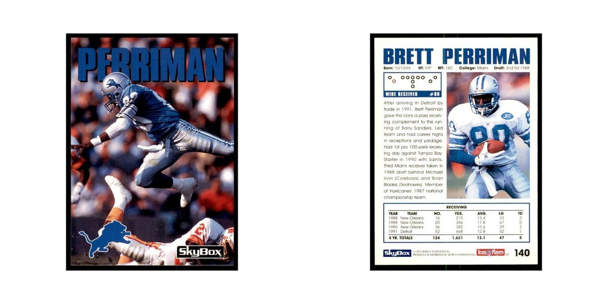 1992 SkyBox Brett Perriman Football Cards #140