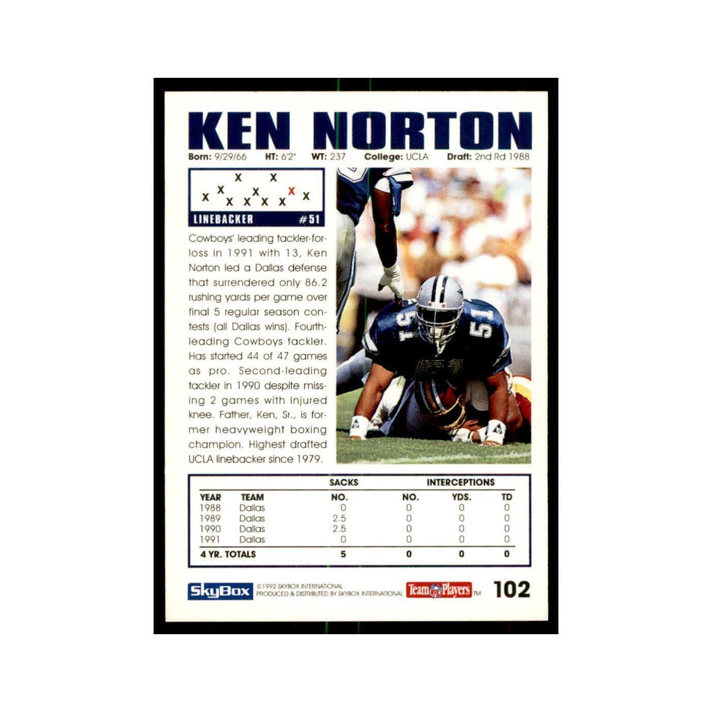 1992 SkyBox Ken Norton Football Cards #102