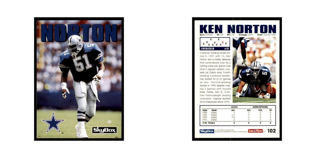 1992 SkyBox Ken Norton Football Cards #102