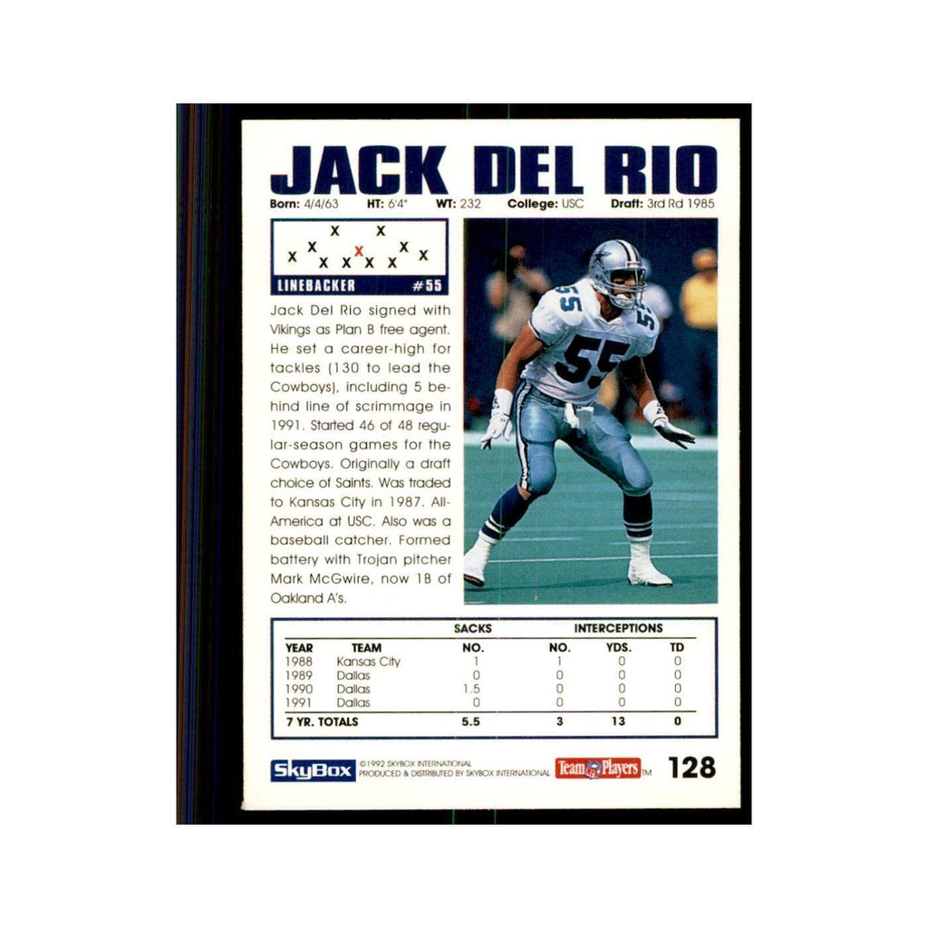 1992 SkyBox Jack Del Rio Football Cards #128