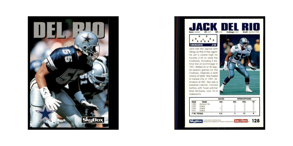 1992 SkyBox Jack Del Rio Football Cards #128