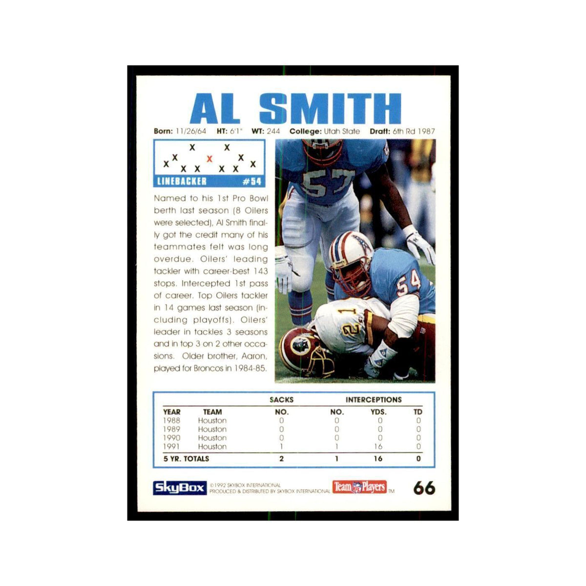 1992 SkyBox Al Smith Football Cards #66