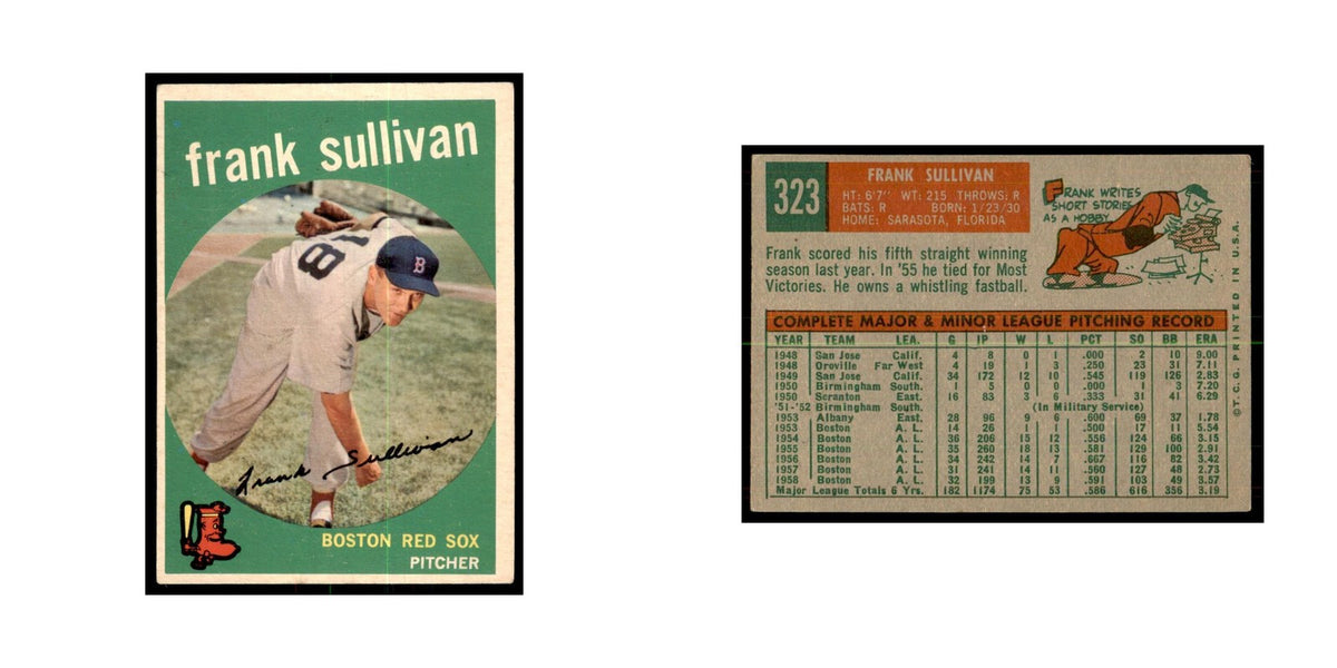 1959 Topps Frank Sullivan Baseball Cards #323