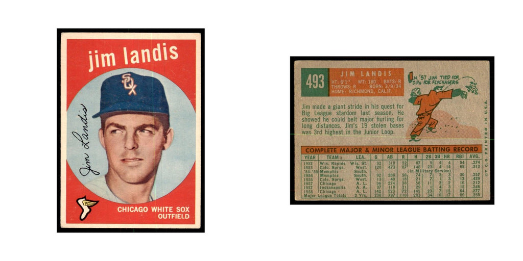 1959 Topps Jim Landis Baseball Cards #493