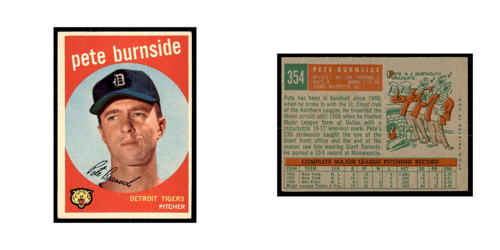 1959 Topps Pete Burnside Baseball Cards #354